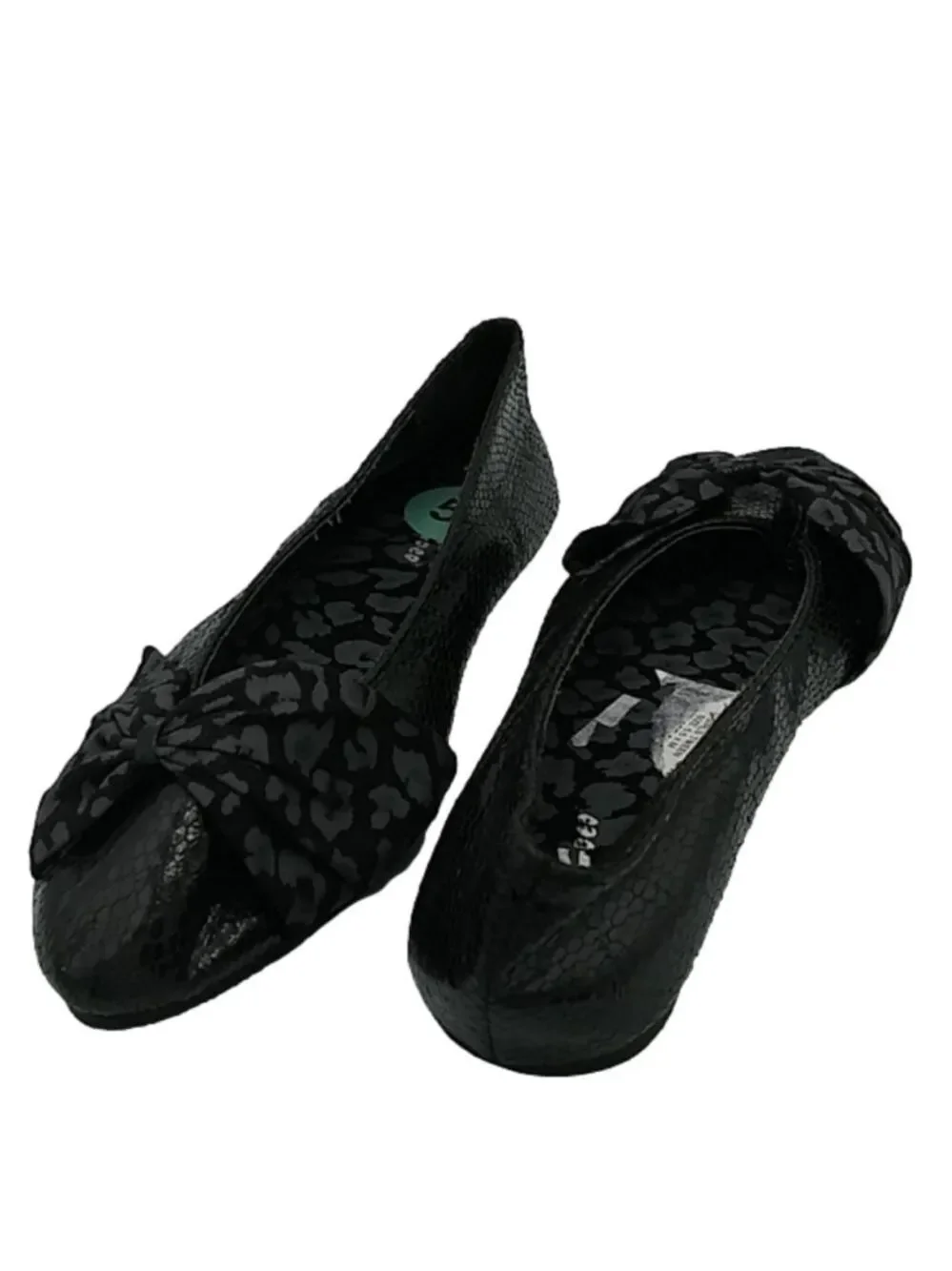 COCO Jumbo Black Snake Skin Pointed Toe Flat Shoe